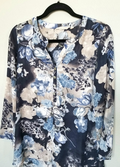 Soft surroundings Danica Office Botanical Lightweight floral blouse XS - Picture 2 of 8